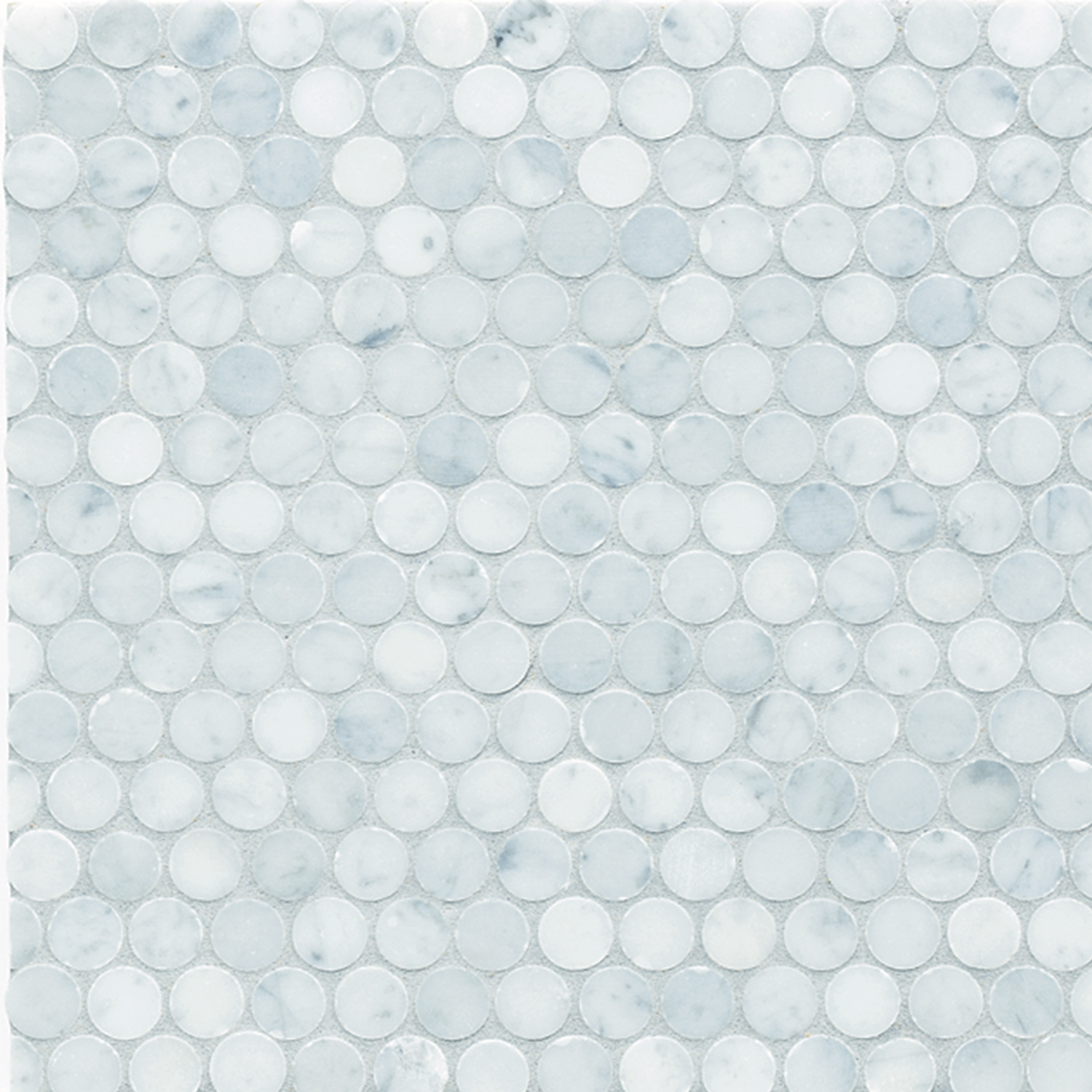 6th Avenue White Penny Round Mosaic Gloss - Walker Zanger