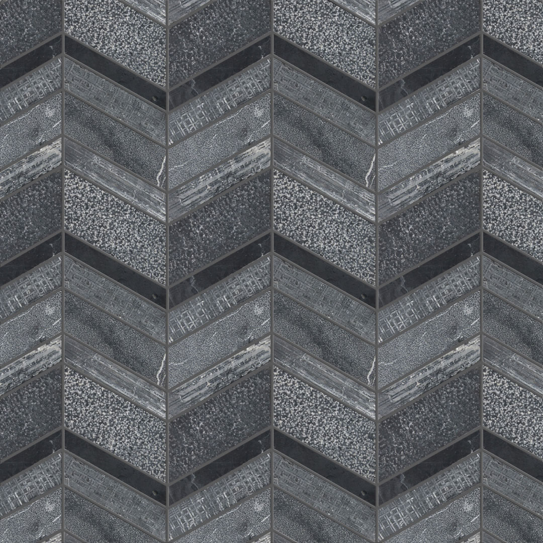 SHIFT CHARCOAL CHEVRON MOSAIC Walker Zanger