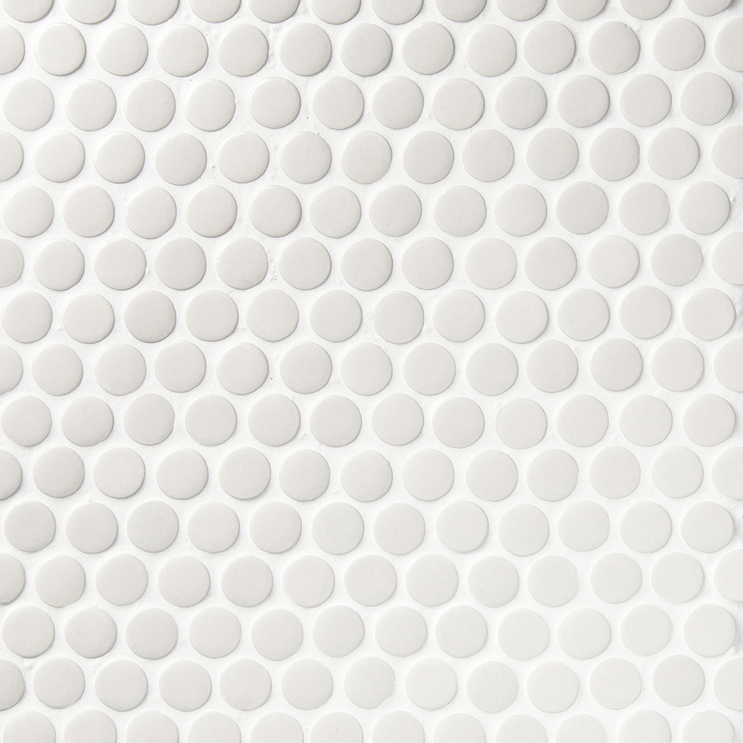 6th Avenue White Penny Round Mosaic Gloss - Walker Zanger
